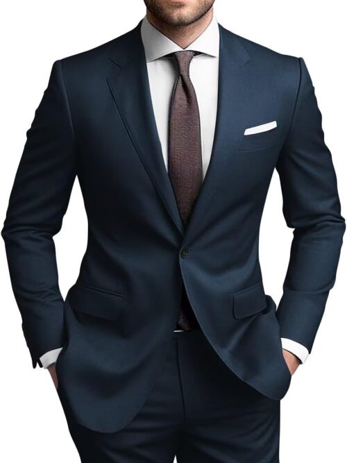 Mens Suits Regular Fit 2 Piece Suit for Men Wedding Prom Business Formal Suit