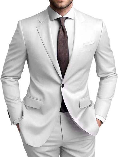 Mens Suits Regular Fit 2 Piece Suit for Men Wedding Prom Business Formal Suit