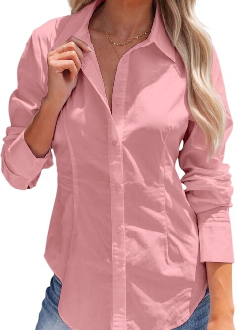 Non-Iron Solid-Color Formal Shirt — Waist-Flattering Slim Fit | Collared Design | Versatile Office & Commuter Staple