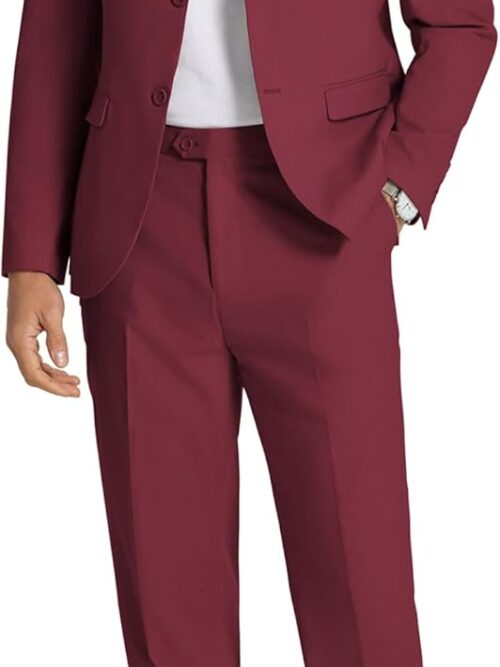 Men's 2 Piece Linen Cotton Suits Set Casual Linen Lightweight Suit Summer Beach Wedding
