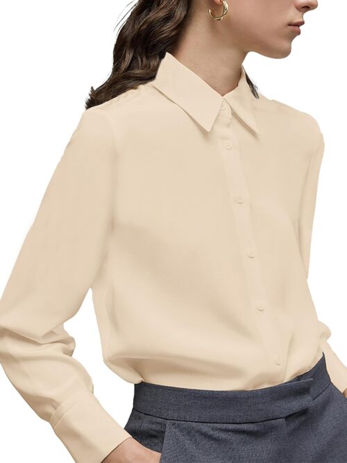 Classic Collared Chiffon Shirt — Long-Sleeve Button-Up | The Ultimate Choice for Office & Commute