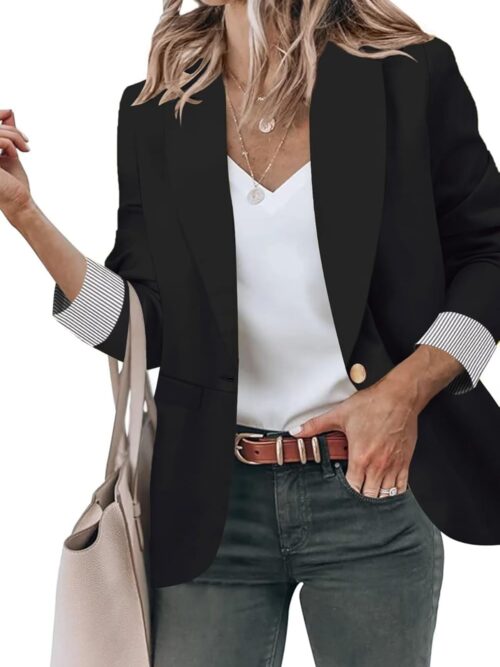 Blazer Jackets for Women Open Front Long Sleeve Work Office Casual Blazers with Pockets S-2XL