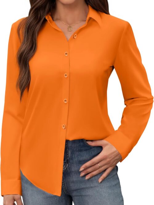 Stain-Resistant Non-Iron Long-Sleeve Shirt — Solid-Color Business Commuter Style | Easy Care & Wrinkle-Resistant | Premier Choice for Professional Attire