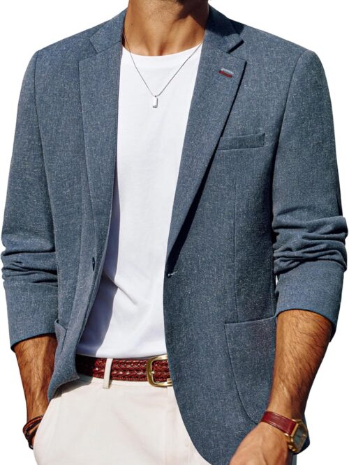 Mens Blazer Casual Sport Coats Lightweight One Button Suit Jacket for Summer